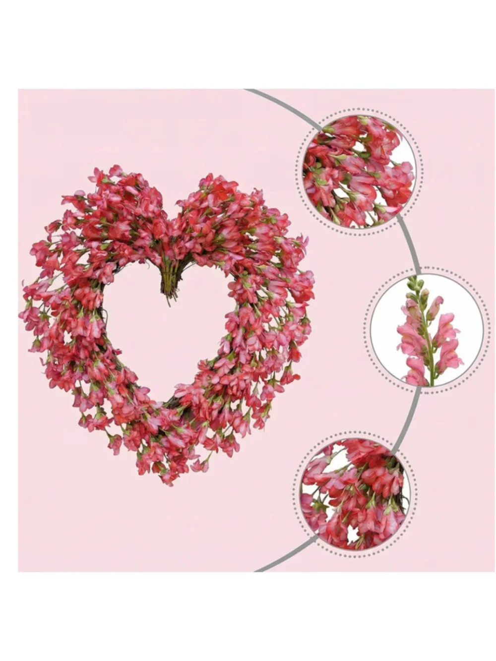 NEW 20” Red Artificial Forsythia Heart Wreath Wedding Engagement Detachable Bow